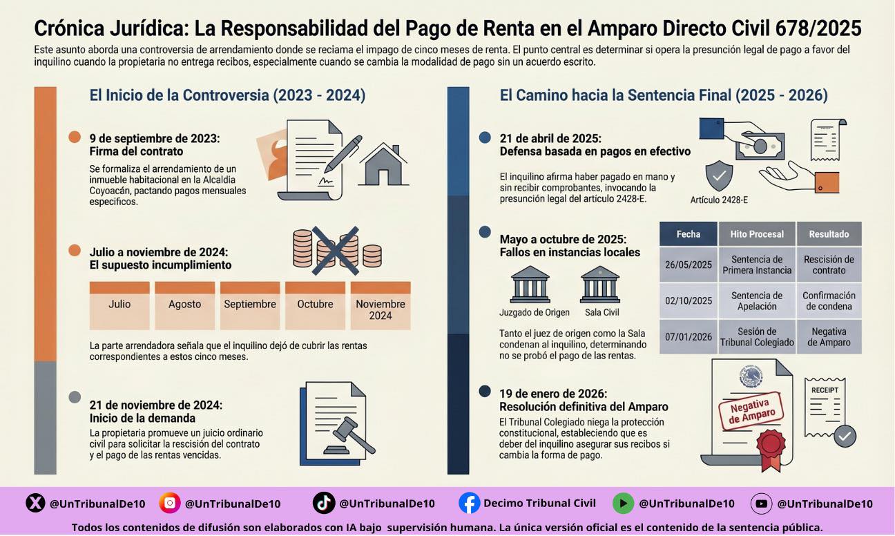 #120dias Informe ciudadano | ¿Pagas renta en efectivo sin recibo? Consulta este caso: Presunción de pago en arrendamiento. 
Sentencia pública: 
Te invitamos a seguirnos en las redes sociales del Tribunal: 
X: 
Instagram: 
Facebook: 
Youtube: 
Spotify: