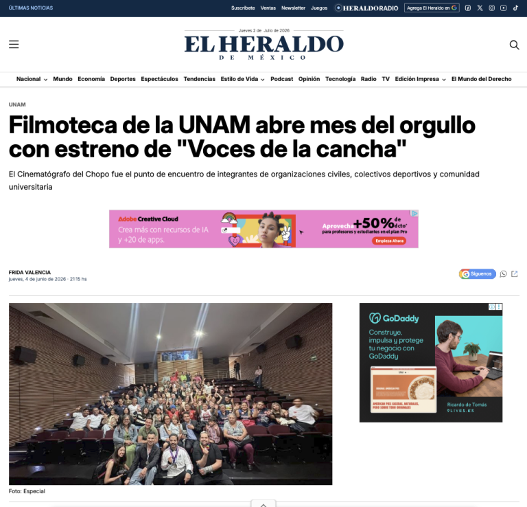 Filmoteca de la UNAM abre mes del orgullo con estreno de "Voces de la cancha" - El Heraldo de México
