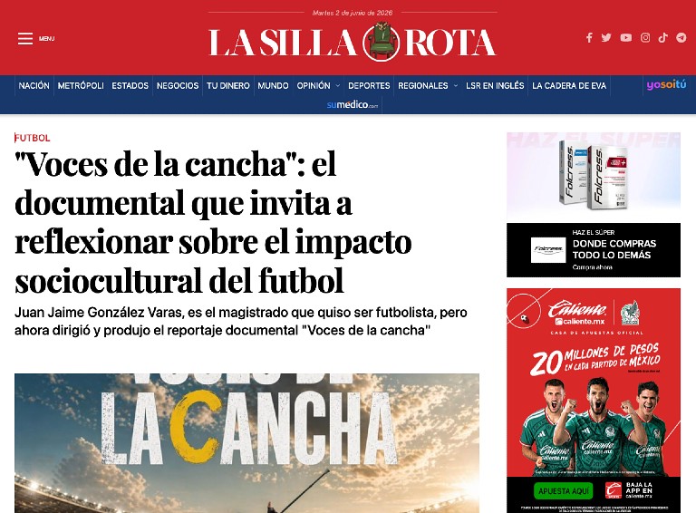 "Voces de la cancha": el documental que invita a reflexionar sobre el impacto sociocultural del futbol - La Silla Rota